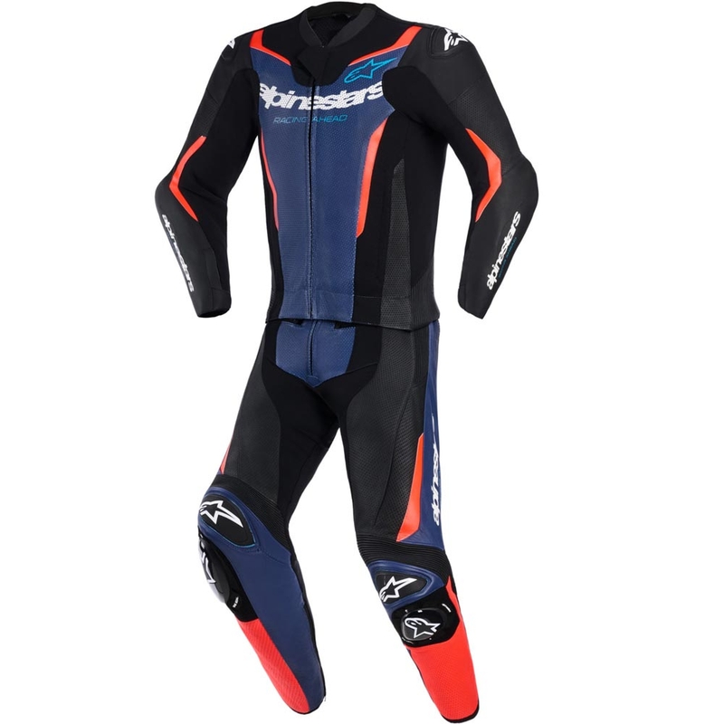 Alpinestars GP Force V2 kaksiosainen moottoripyöräpuku musta-sini-fluo-punainen