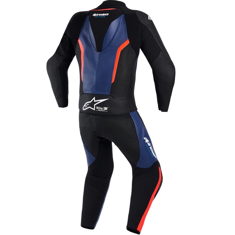 Alpinestars GP Force V2 kaksiosainen moottoripyöräpuku musta-sini-fluo-punainen
