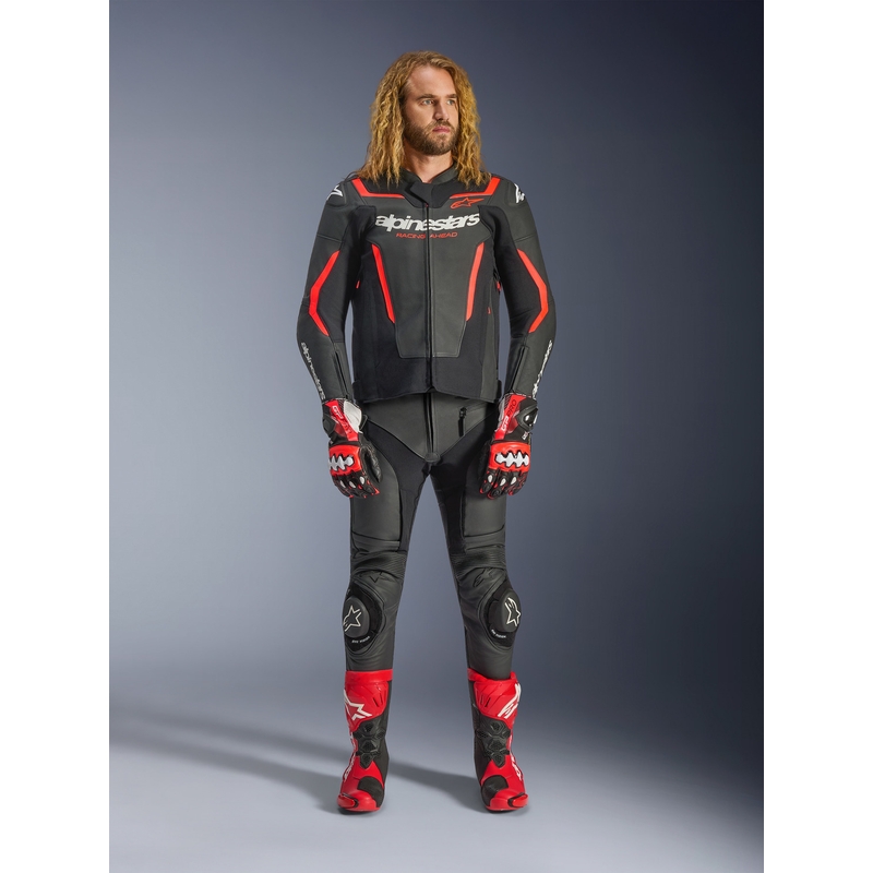 Alpinestars GP Force V2 nahkatakki musta-neonpuna-valkoinen