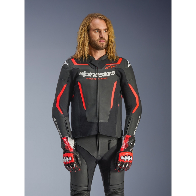 Alpinestars GP Force V2 nahkatakki musta-neonpuna-valkoinen
