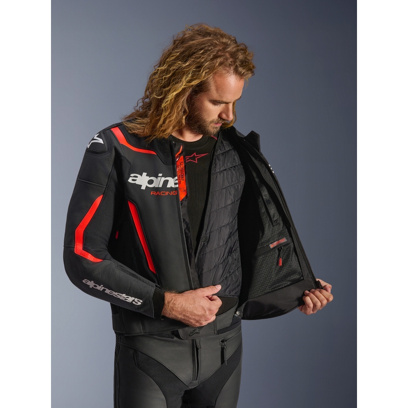 Alpinestars GP Force V2 nahkatakki musta-neonpuna-valkoinen