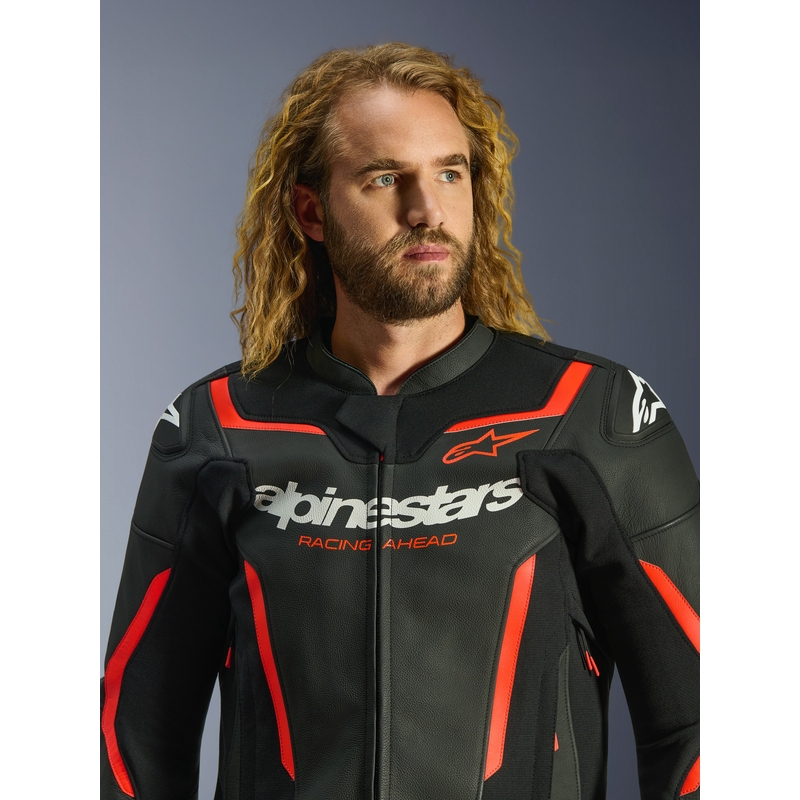 Alpinestars GP Force V2 nahkatakki musta-neonpuna-valkoinen