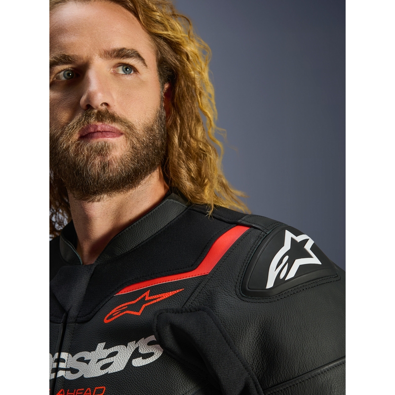 Alpinestars GP Force V2 nahkatakki musta-neonpuna-valkoinen