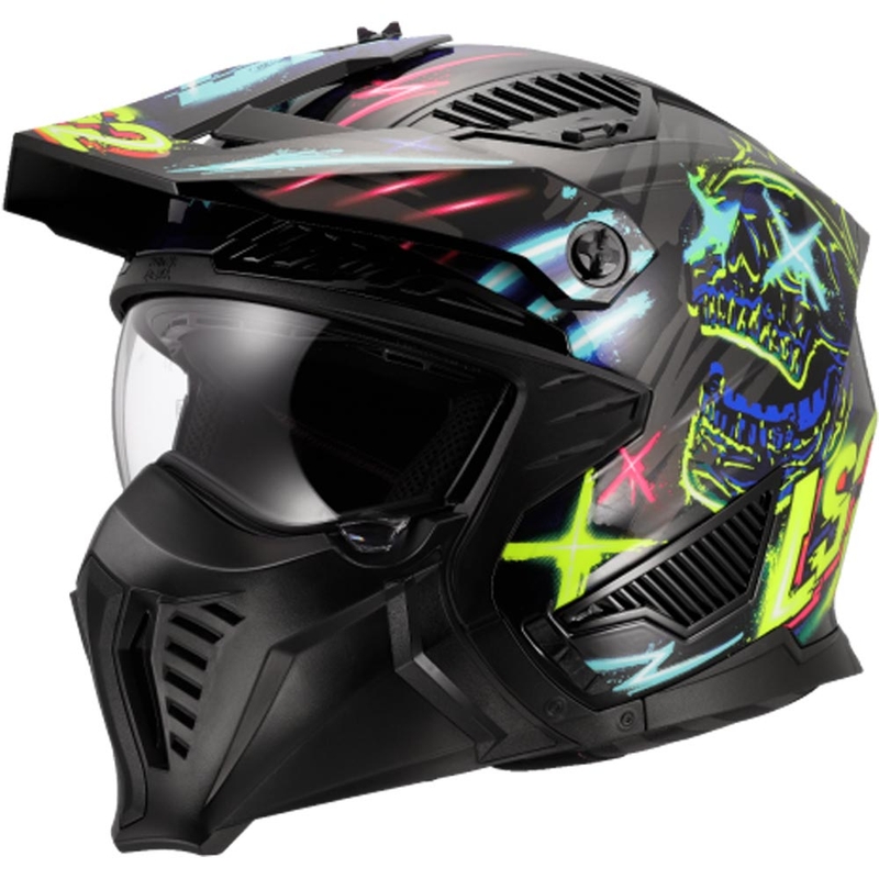 Trial-moottoripyöräkypärä LS2 OF606 Drifter Rayz musta-sininen
