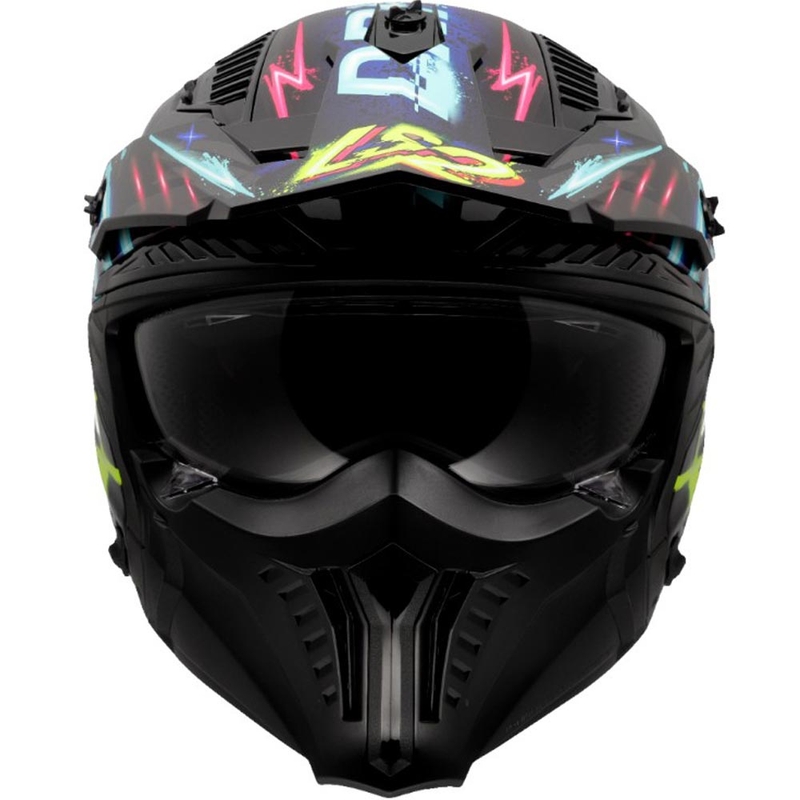 Trial-moottoripyöräkypärä LS2 OF606 Drifter Rayz musta-sininen
