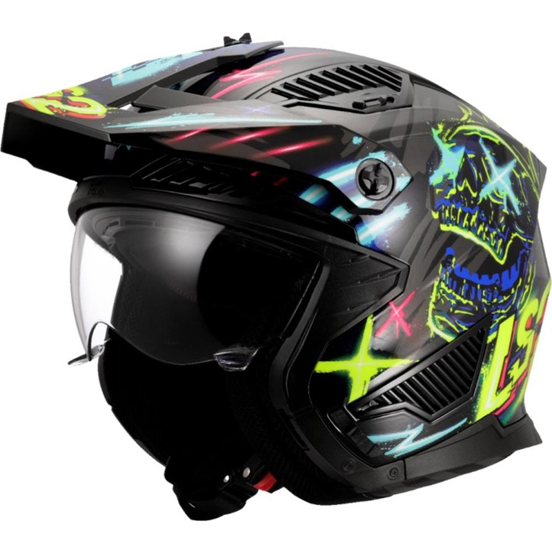 Trial-moottoripyöräkypärä LS2 OF606 Drifter Rayz musta-sininen