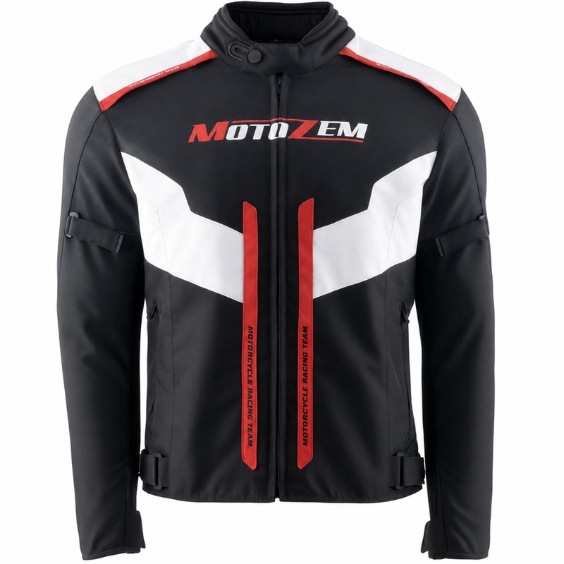 Motozem Team 2 moottoripyörätakki musta-valkoinen