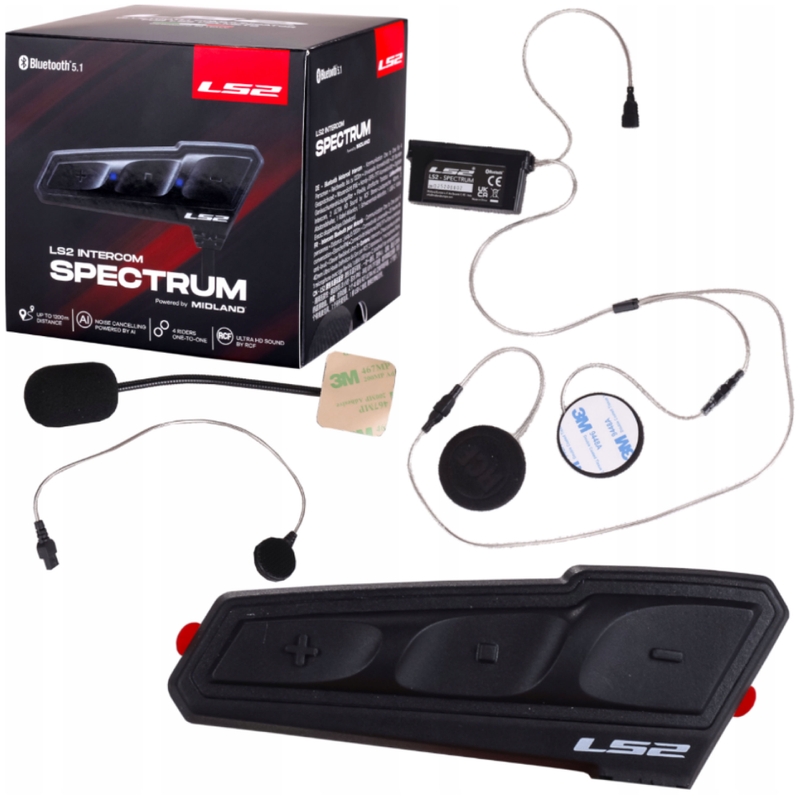 Bluetooth-moottoripyörän sisäpuhelin LS2 Spectrum musta