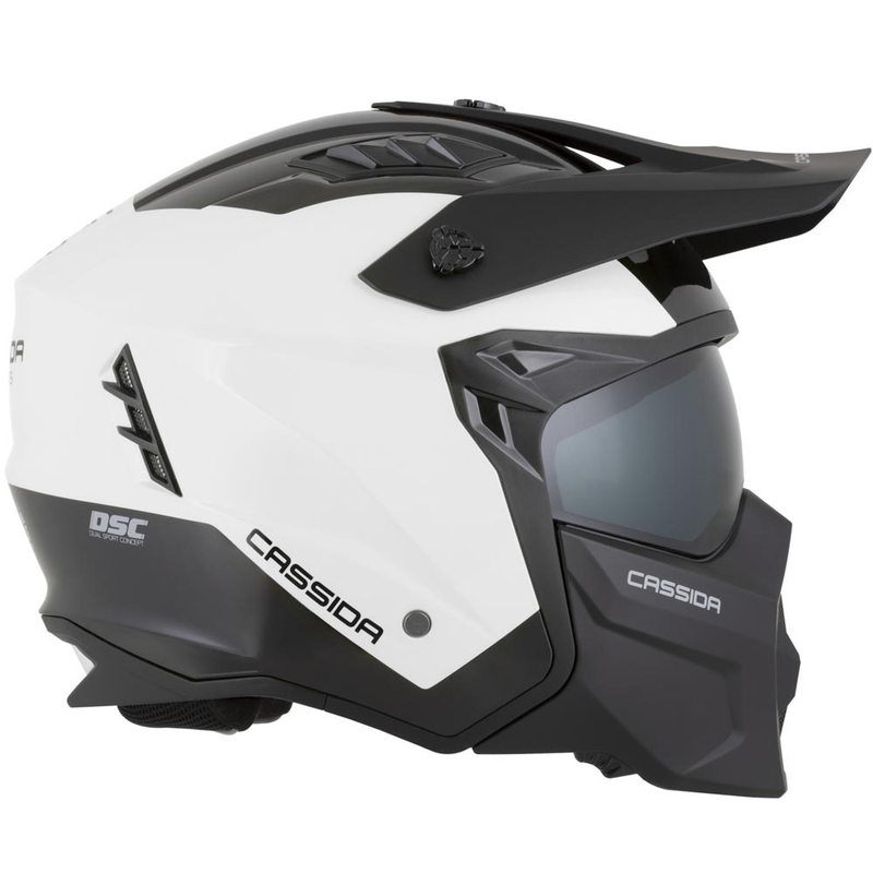 Modulaarinen moottoripyöräkypärä Cassida Cross Country Dual valkoinen-musta