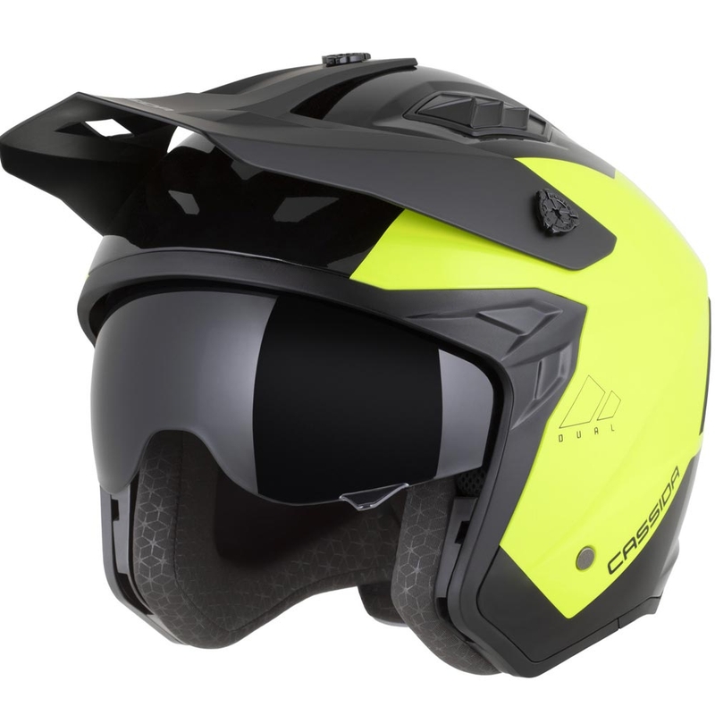 Modulaarinen moottoripyöräkypärä Cassida Cross Country Dual fluo keltainen-musta