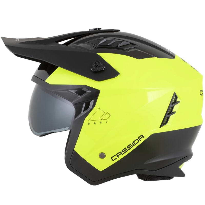 Modulaarinen moottoripyöräkypärä Cassida Cross Country Dual fluo keltainen-musta