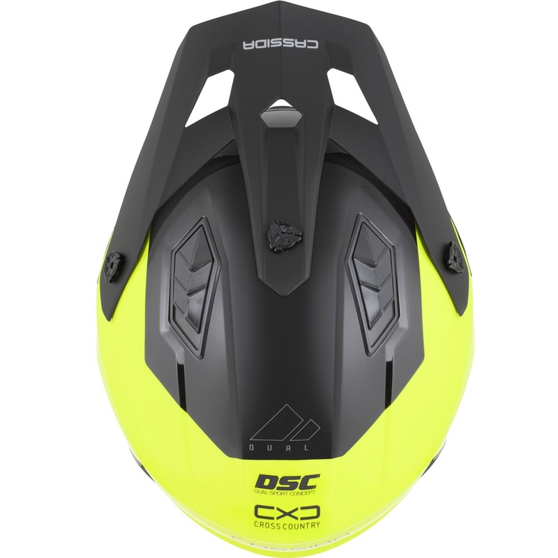 Modulaarinen moottoripyöräkypärä Cassida Cross Country Dual fluo keltainen-musta