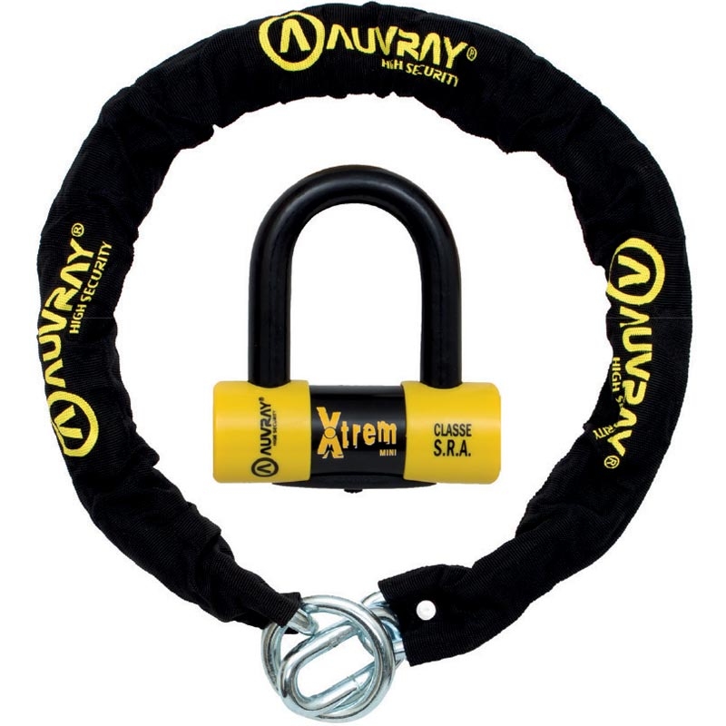 AUVRAY X-Lock levylukko ketjulla 120 cm musta-keltainen