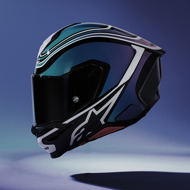 Alpinestars S-R7 Zeal -moottoripyöräkypärä, musta-sini-fluo pinkki-valkoinen