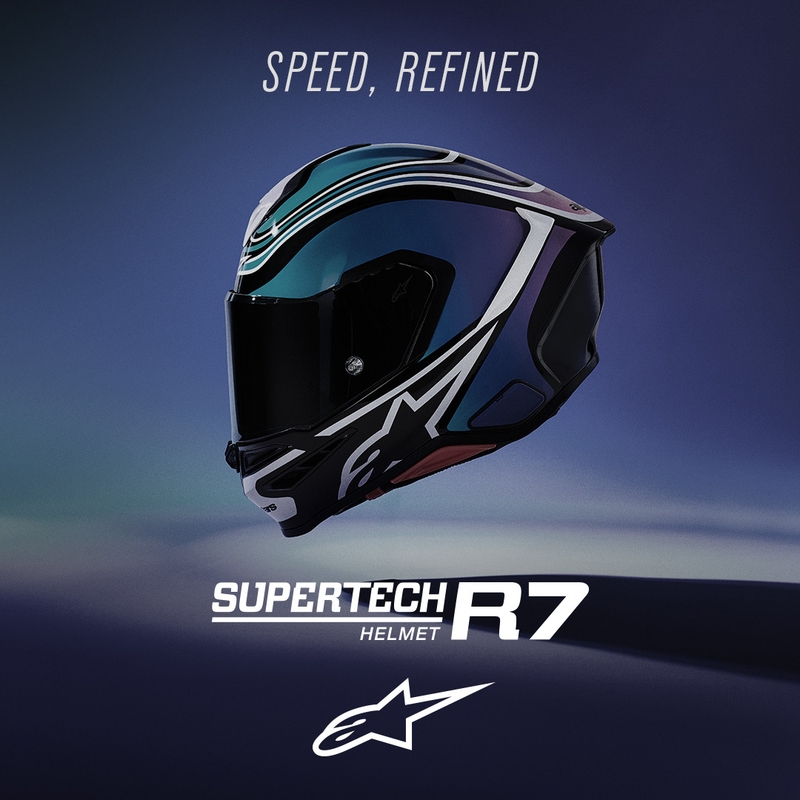 Alpinestars S-R7 Zeal -moottoripyöräkypärä, musta-sini-fluo pinkki-valkoinen