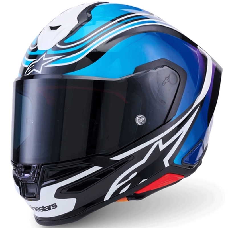 Alpinestars S-R7 Zeal -moottoripyöräkypärä, musta-sini-fluo pinkki-valkoinen