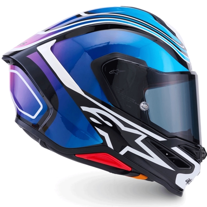 Alpinestars S-R7 Zeal -moottoripyöräkypärä, musta-sini-fluo pinkki-valkoinen
