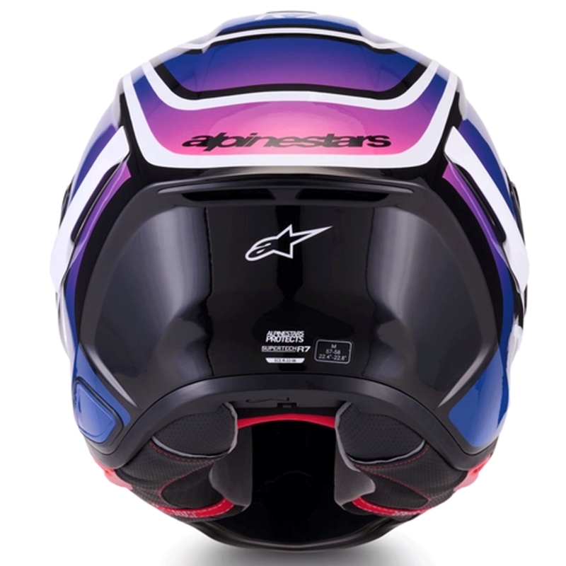 Alpinestars S-R7 Zeal -moottoripyöräkypärä, musta-sini-fluo pinkki-valkoinen