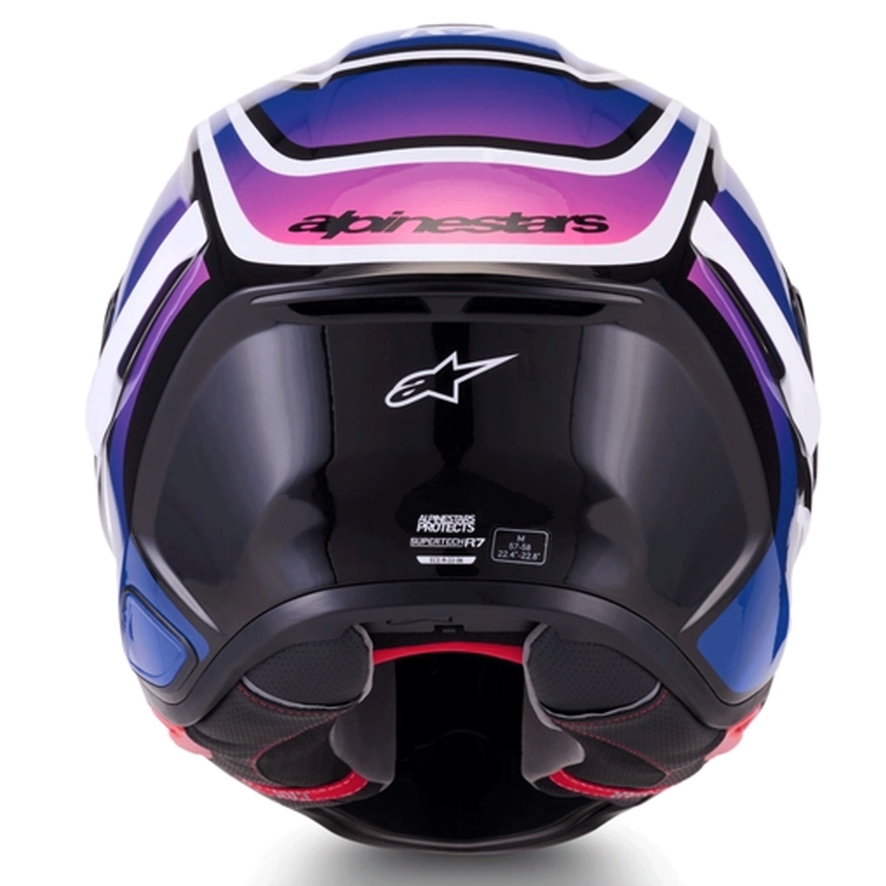 Alpinestars S-R7 Zeal -moottoripyöräkypärä, musta-sini-fluo pinkki-valkoinen