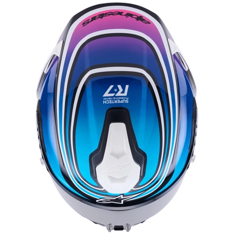 Alpinestars S-R7 Zeal -moottoripyöräkypärä, musta-sini-fluo pinkki-valkoinen