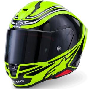 Alpinestars S-R7 Zeal täysikokoinen moottoripyöräkypärä, fluo keltainen-musta-valkoinen