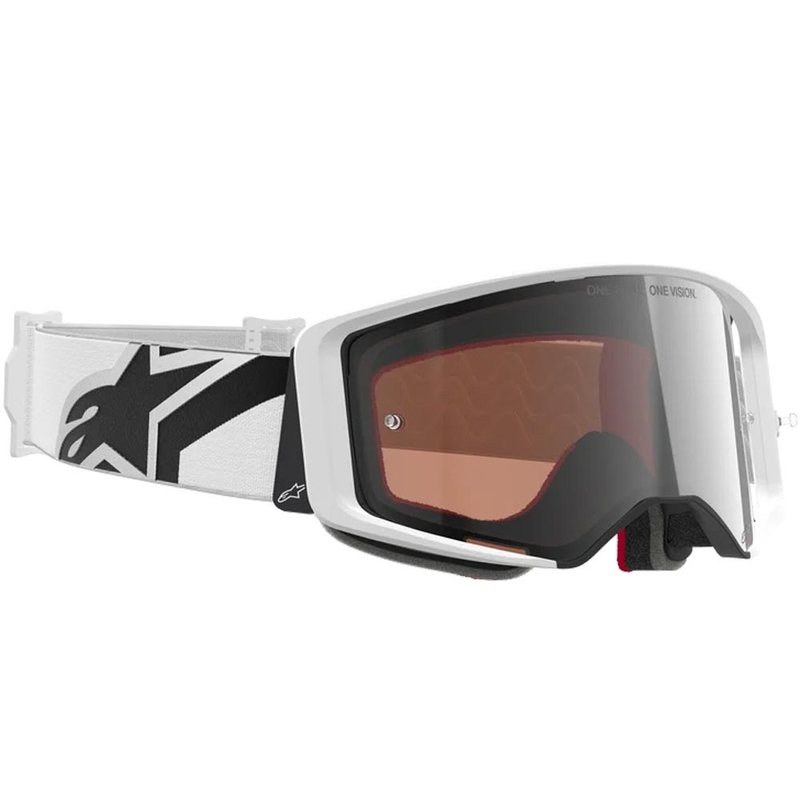 Alpinestars Supertech Corp motocrossilasit valko-harmaat punaisella pleksilasilla