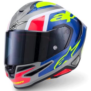 Alpinestars S-R7 Lumen -moottoripyöräkypärä, hopea-musta-pinkki-fluo-keltainen
