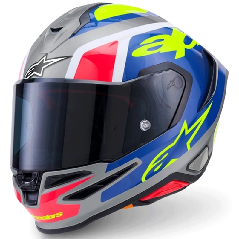 Alpinestars S-R7 Lumen -moottoripyöräkypärä, hopea-musta-pinkki-fluo-keltainen
