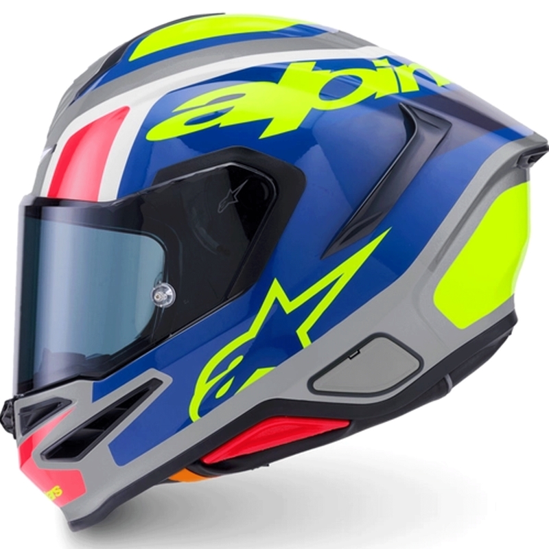 Alpinestars S-R7 Lumen -moottoripyöräkypärä, hopea-musta-pinkki-fluo-keltainen