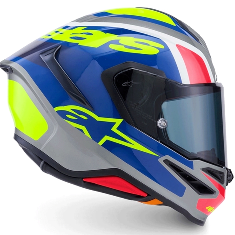 Alpinestars S-R7 Lumen -moottoripyöräkypärä, hopea-musta-pinkki-fluo-keltainen