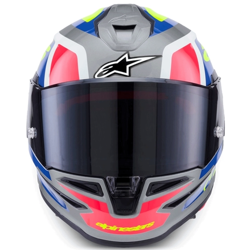 Alpinestars S-R7 Lumen -moottoripyöräkypärä, hopea-musta-pinkki-fluo-keltainen