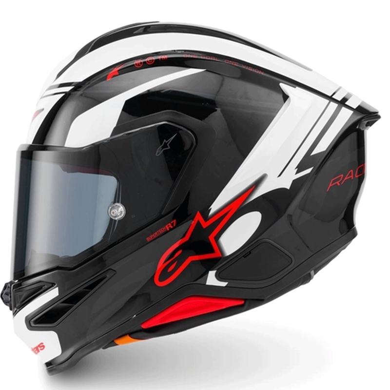 Alpinestars S-R7 A-Core -moottoripyöräkypärä, musta-valko-punainen