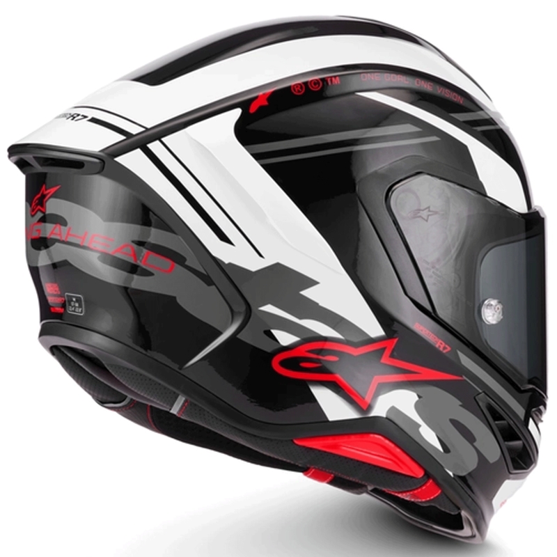 Alpinestars S-R7 A-Core -moottoripyöräkypärä, musta-valko-punainen