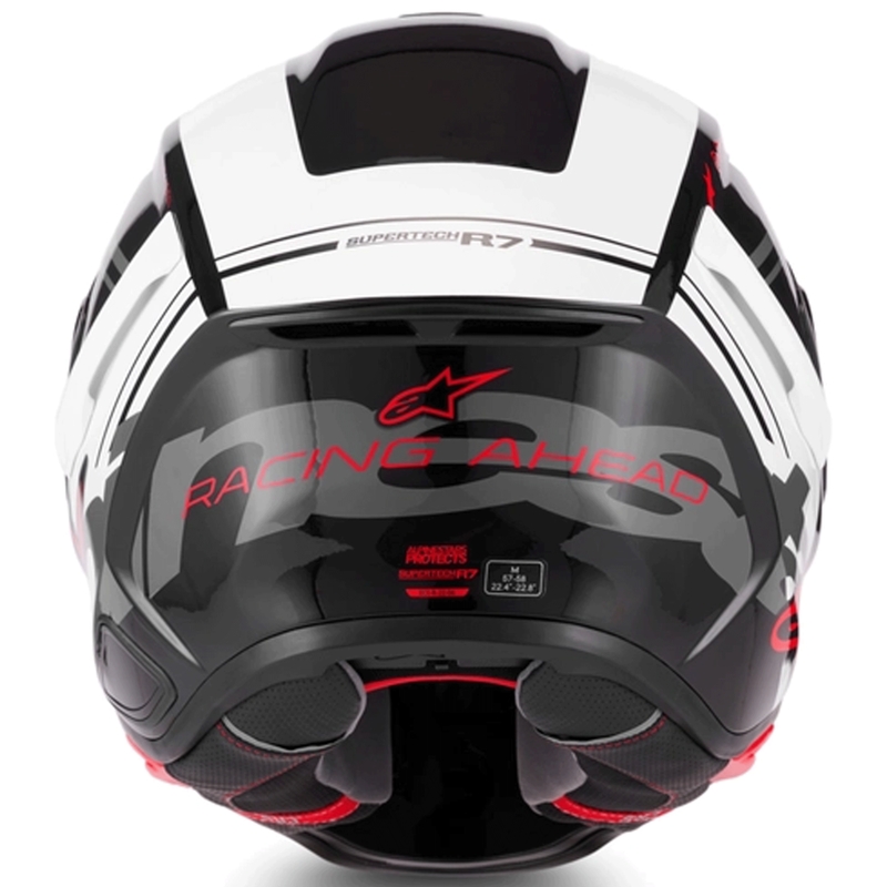 Alpinestars S-R7 A-Core -moottoripyöräkypärä, musta-valko-punainen