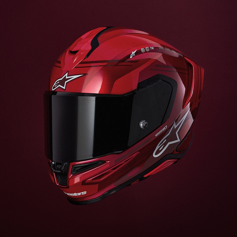 Alpinestars S-R7 A-Core -moottoripyöräkypärä, punainen-valkoinen