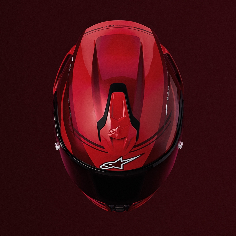 Alpinestars S-R7 A-Core -moottoripyöräkypärä, punainen-valkoinen
