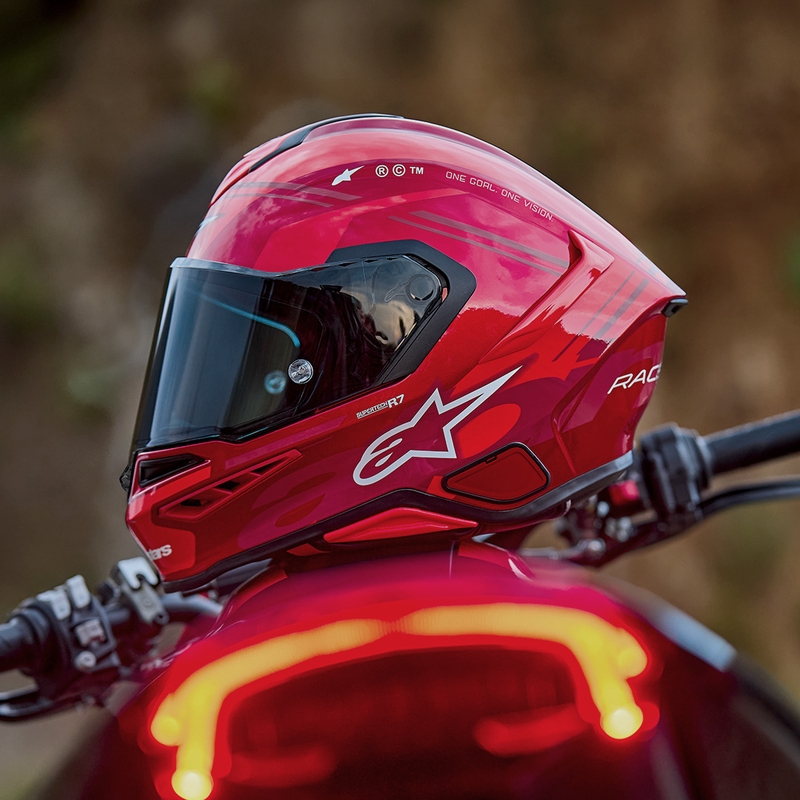 Alpinestars S-R7 A-Core -moottoripyöräkypärä, punainen-valkoinen
