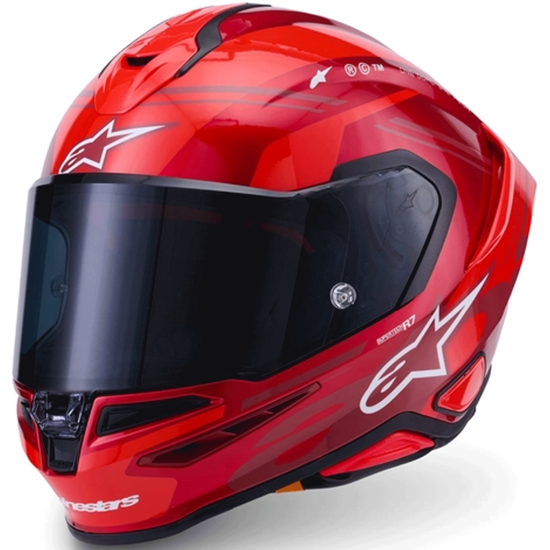 Alpinestars S-R7 A-Core -moottoripyöräkypärä, punainen-valkoinen