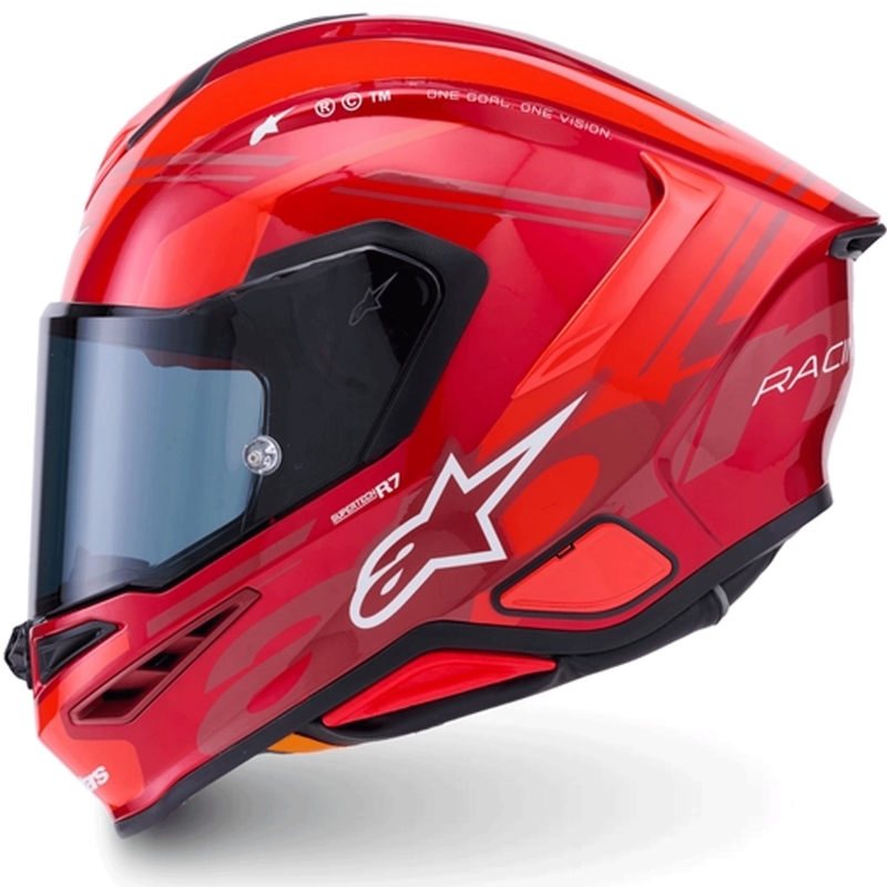 Alpinestars S-R7 A-Core -moottoripyöräkypärä, punainen-valkoinen