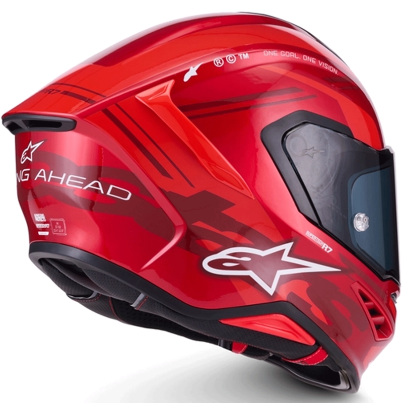 Alpinestars S-R7 A-Core -moottoripyöräkypärä, punainen-valkoinen