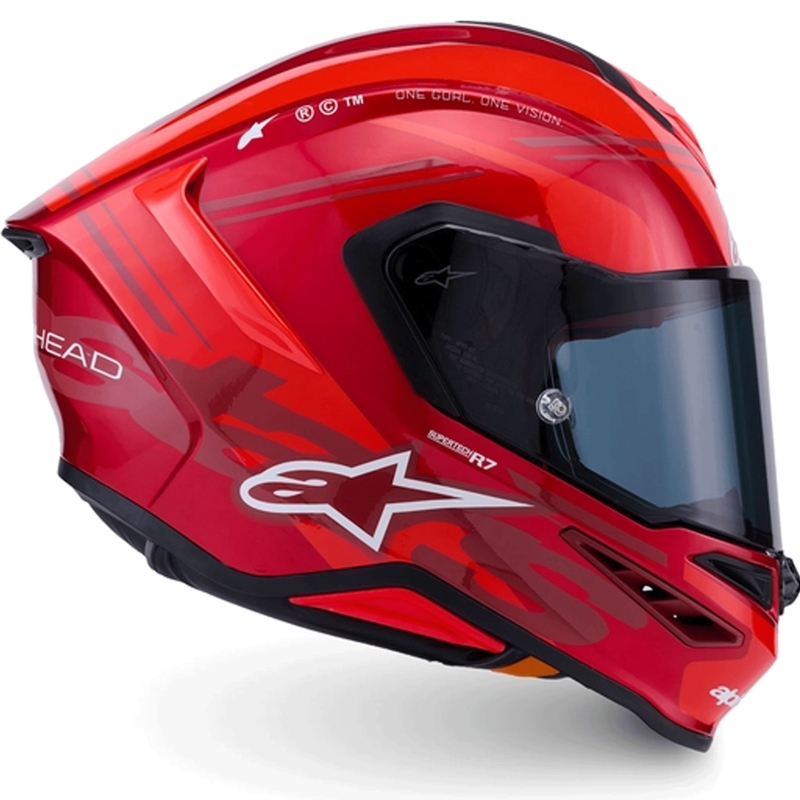 Alpinestars S-R7 A-Core -moottoripyöräkypärä, punainen-valkoinen