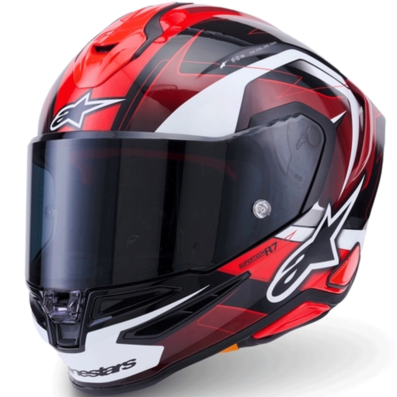 Alpinestars S-R7 Kinetis -moottoripyöräkypärä, musta-puna-valkoinen