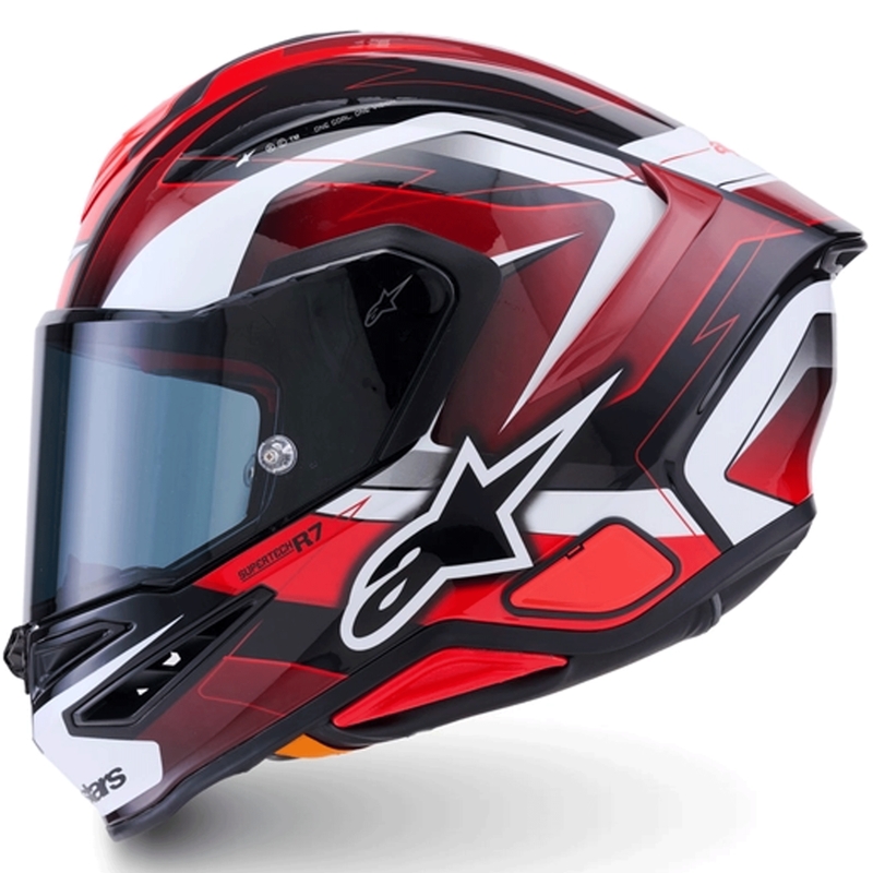 Alpinestars S-R7 Kinetis -moottoripyöräkypärä, musta-puna-valkoinen