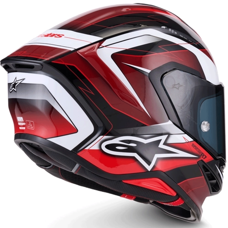 Alpinestars S-R7 Kinetis -moottoripyöräkypärä, musta-puna-valkoinen
