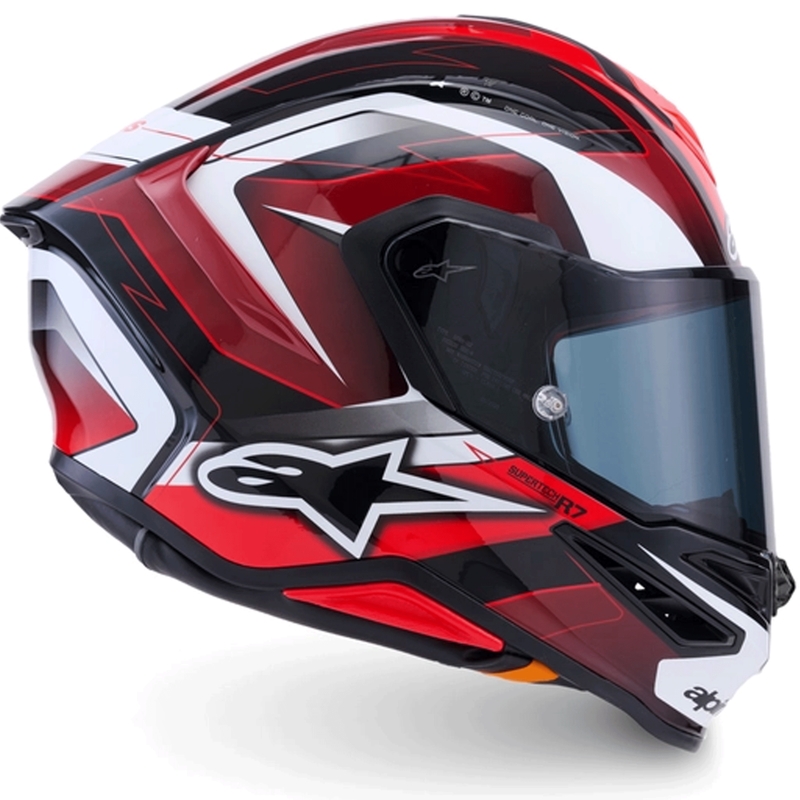 Alpinestars S-R7 Kinetis -moottoripyöräkypärä, musta-puna-valkoinen