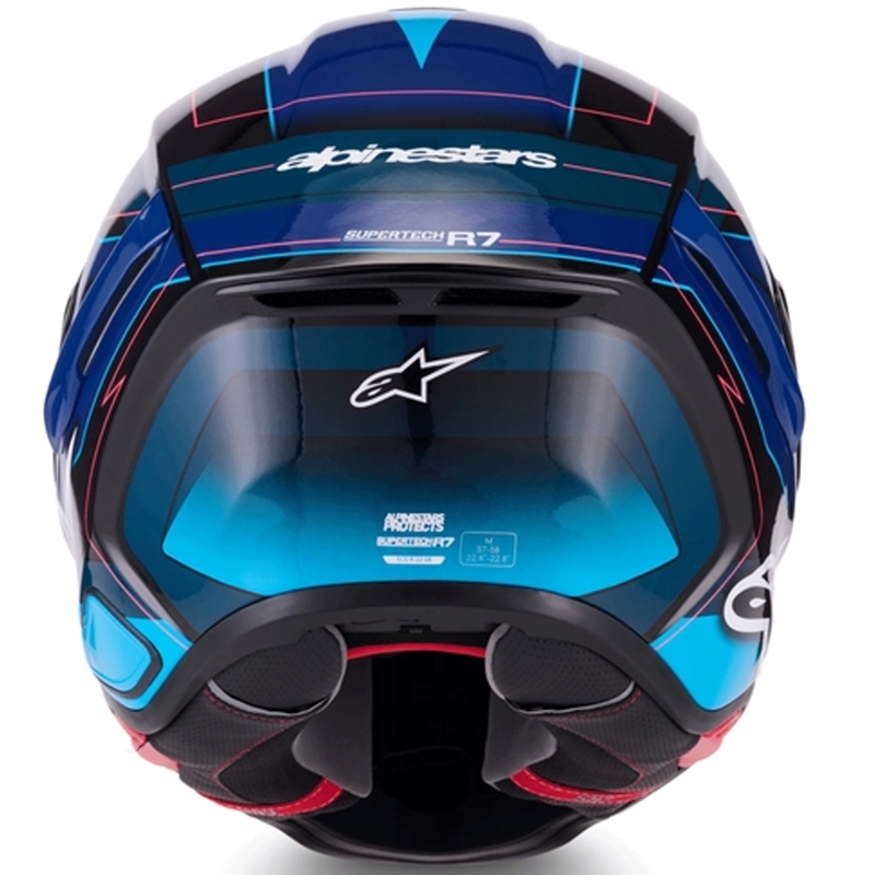 Alpinestars S-R7 Kinetis -moottoripyöräkypärä, musta-sini-fluo pinkki-valkoinen