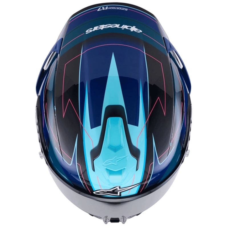 Alpinestars S-R7 Kinetis -moottoripyöräkypärä, musta-sini-fluo pinkki-valkoinen