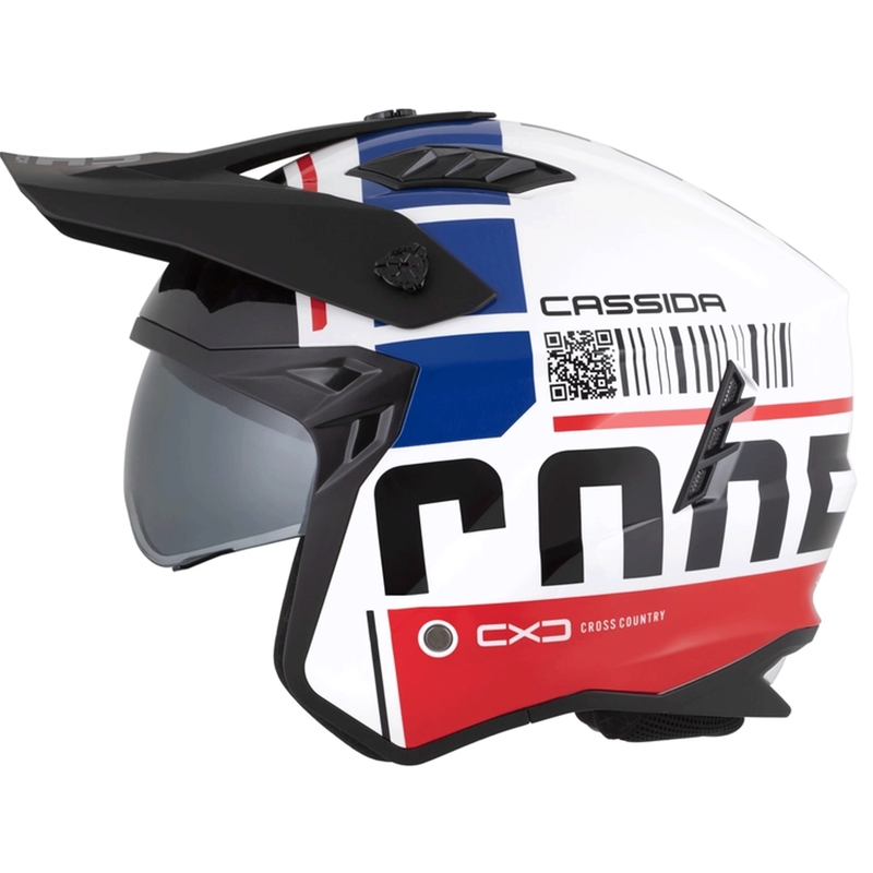 Modulaarinen moottoripyöräkypärä Cassida Cross Country Code valkoinen-punainen-sininen-musta