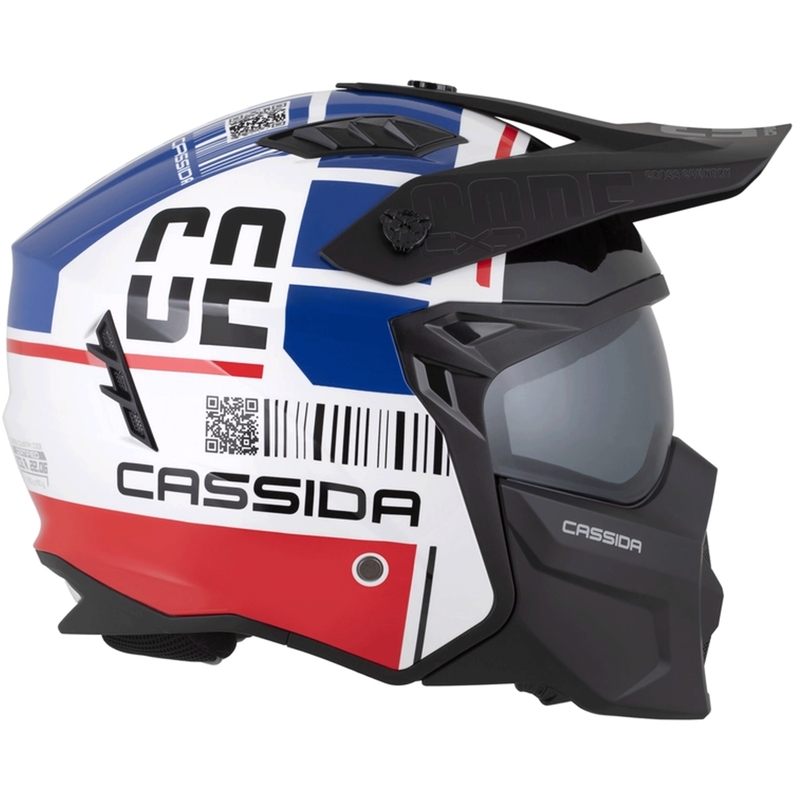 Modulaarinen moottoripyöräkypärä Cassida Cross Country Code valkoinen-punainen-sininen-musta