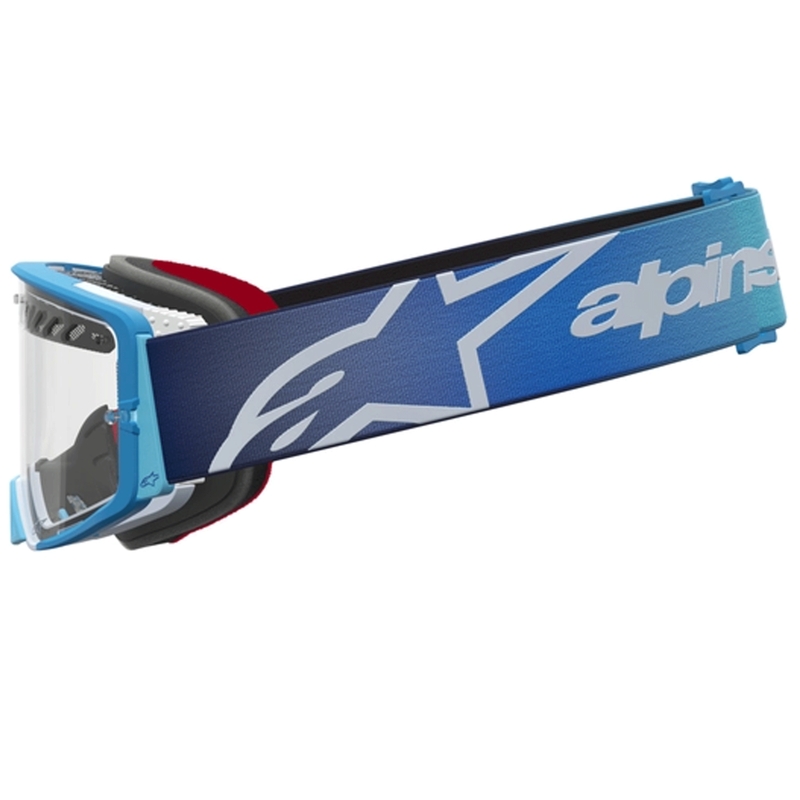Alpinestars Supertech Dura Air Fluid sini-hopea motocrossilasit kirkkaalla pleksilasilla
